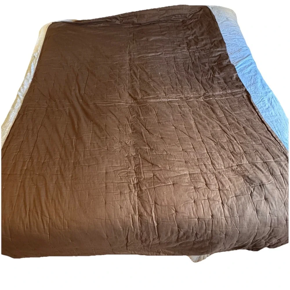 Handmade Vintage Quilt Full Size‎ 86x66 Heavy Brown Cotton Layering Quilt